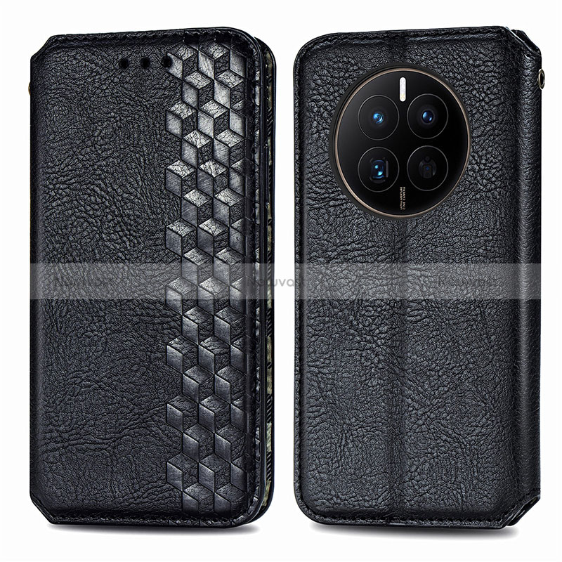 Leather Case Stands Flip Cover Holder S01D for Huawei Mate 50E Black