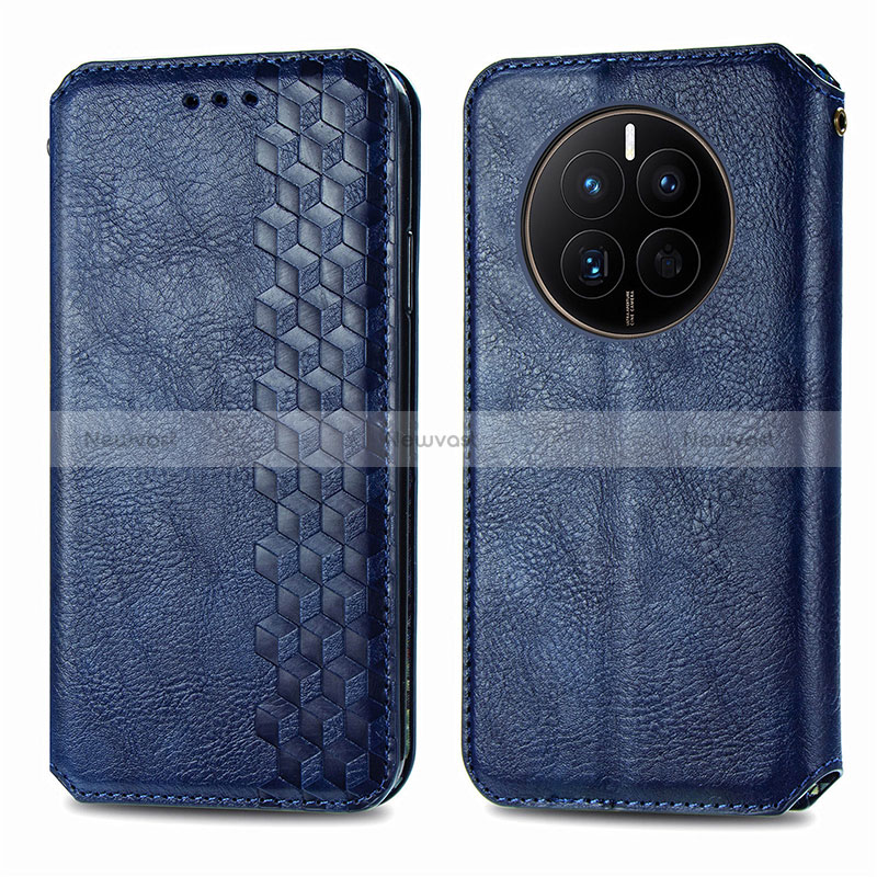 Leather Case Stands Flip Cover Holder S01D for Huawei Mate 50E Blue