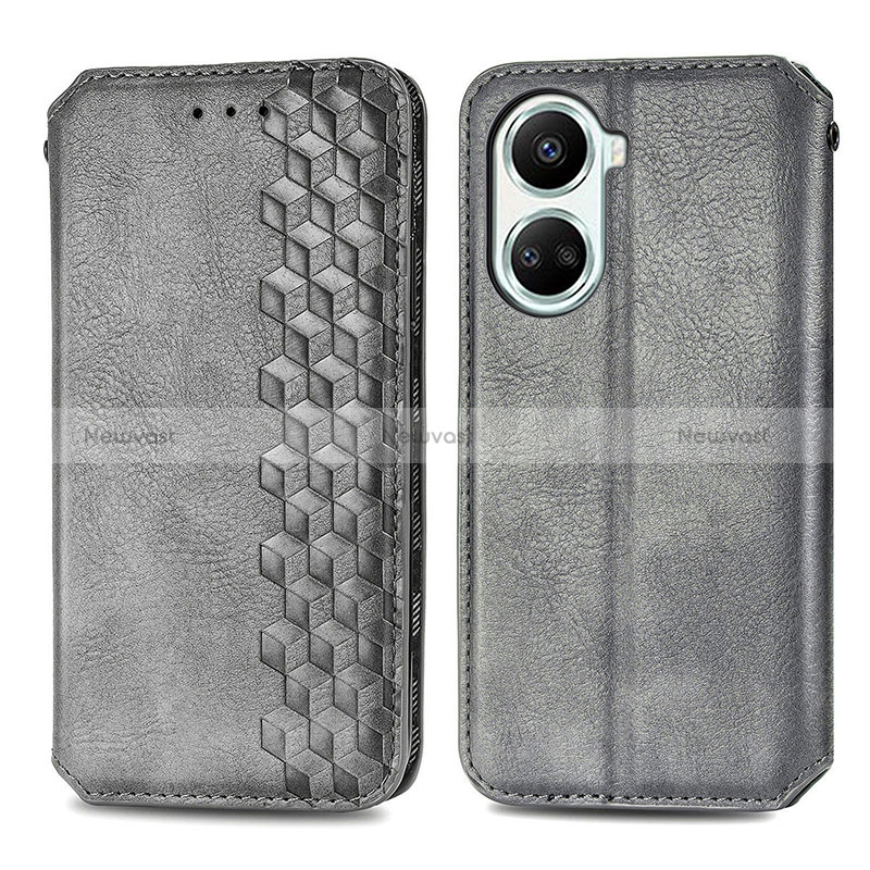 Leather Case Stands Flip Cover Holder S01D for Huawei Nova 10 SE Gray