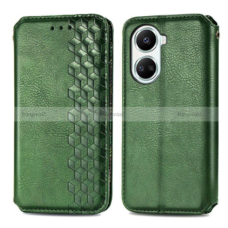 Leather Case Stands Flip Cover Holder S01D for Huawei Nova 10 SE Green