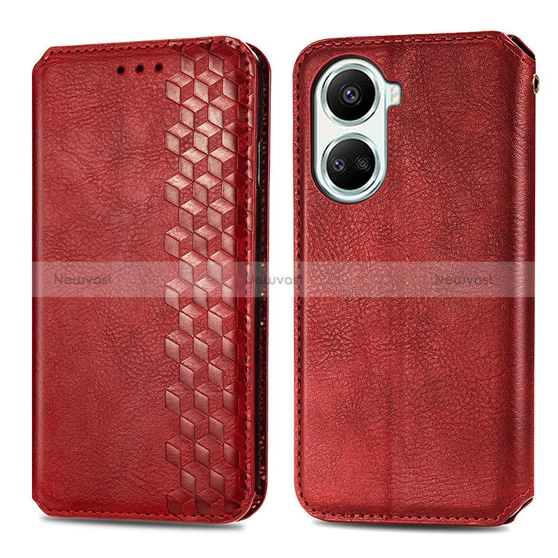 Leather Case Stands Flip Cover Holder S01D for Huawei Nova 10 SE Red