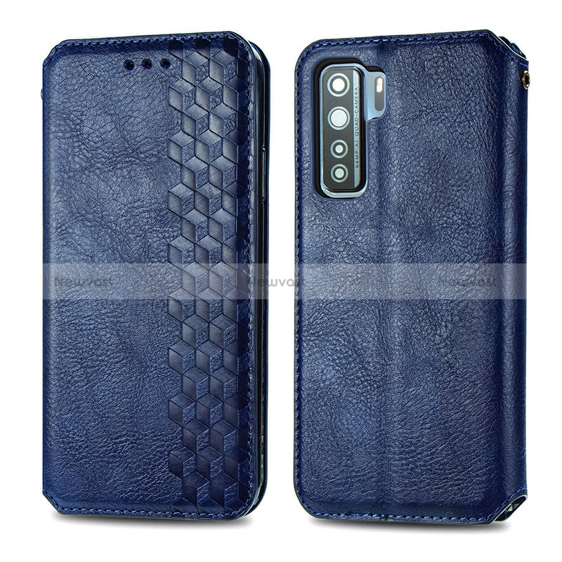 Leather Case Stands Flip Cover Holder S01D for Huawei Nova 7 SE 5G Blue