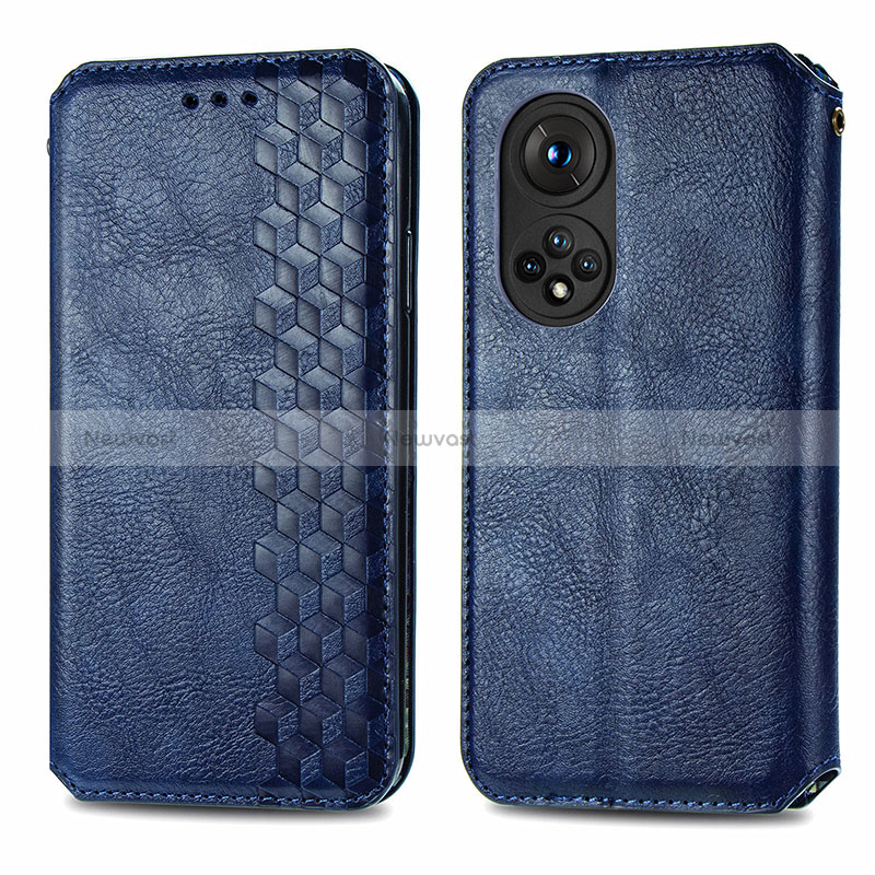 Leather Case Stands Flip Cover Holder S01D for Huawei Nova 9 Pro Blue