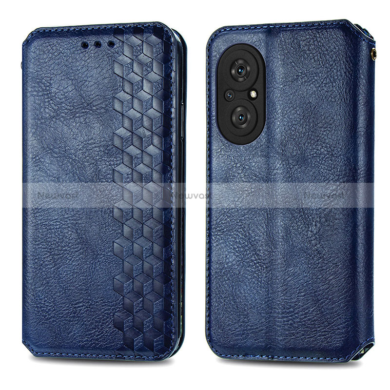 Leather Case Stands Flip Cover Holder S01D for Huawei Nova 9 SE Blue