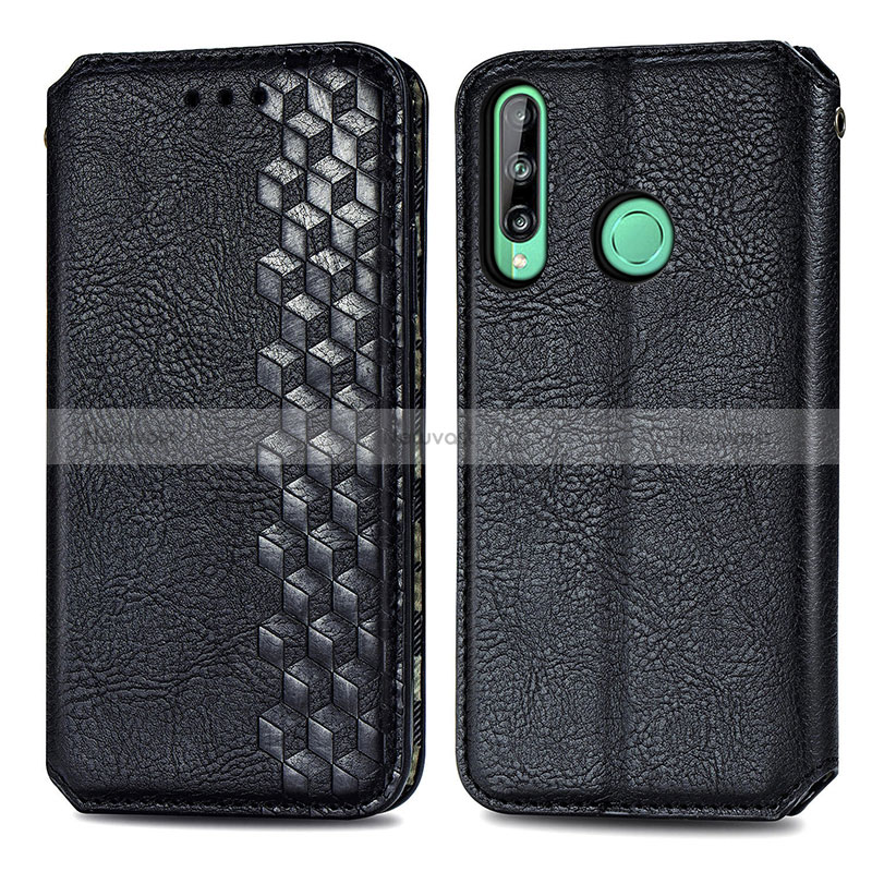 Leather Case Stands Flip Cover Holder S01D for Huawei Y7p Black