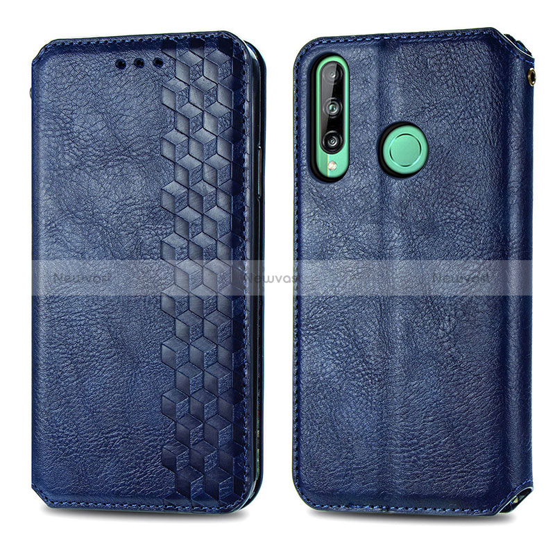 Leather Case Stands Flip Cover Holder S01D for Huawei Y7p Blue