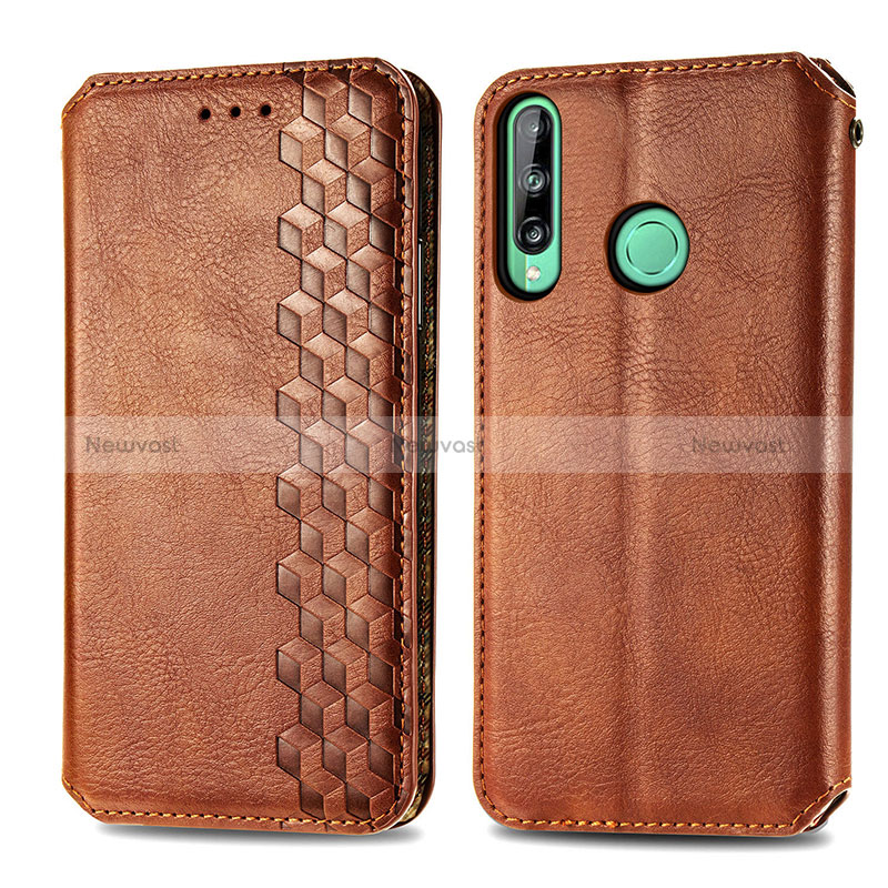 Leather Case Stands Flip Cover Holder S01D for Huawei Y7p Brown