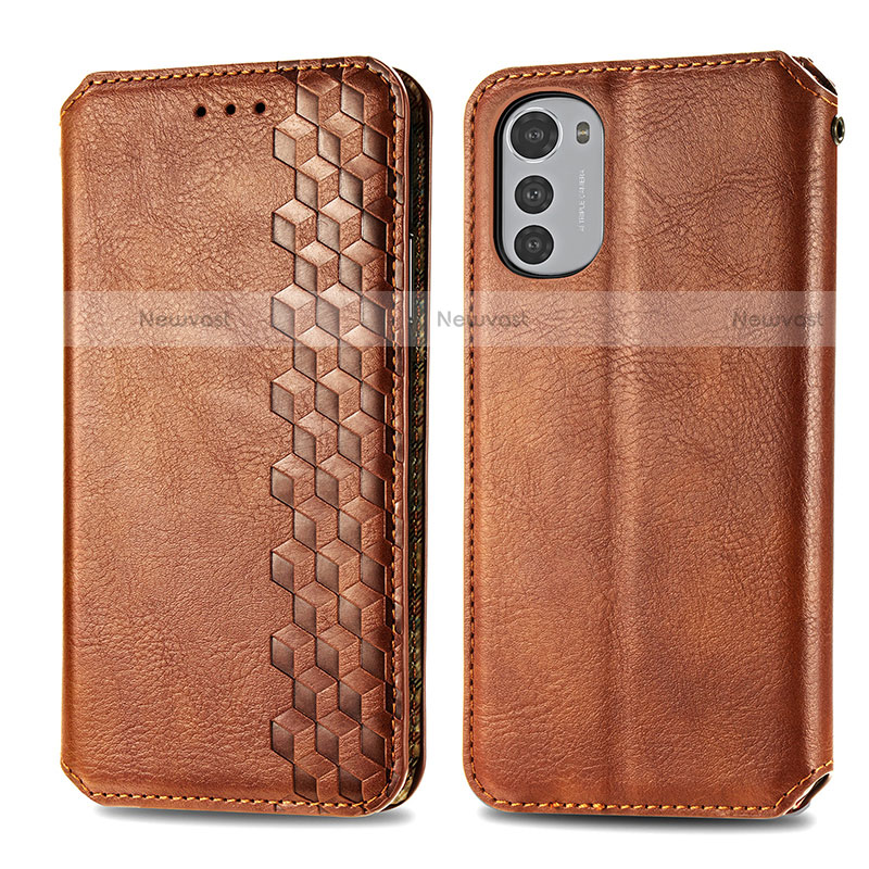 Leather Case Stands Flip Cover Holder S01D for Motorola Moto E32s