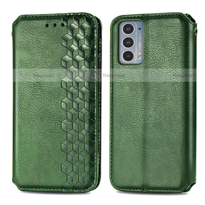 Leather Case Stands Flip Cover Holder S01D for Motorola Moto Edge 20 5G Green