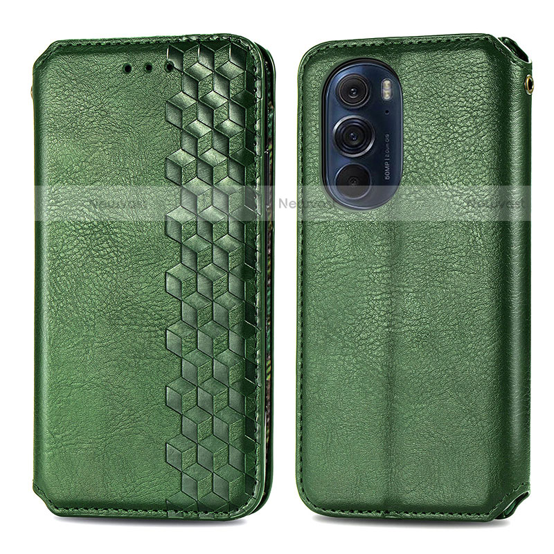 Leather Case Stands Flip Cover Holder S01D for Motorola Moto Edge 30 Pro 5G Green