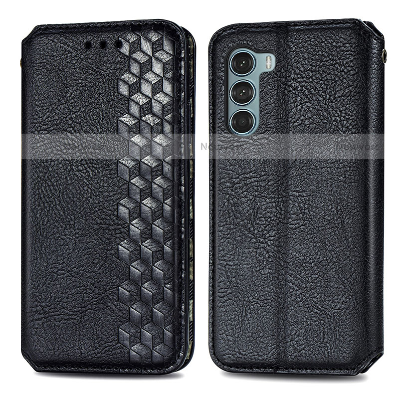 Leather Case Stands Flip Cover Holder S01D for Motorola Moto Edge S30 5G Black