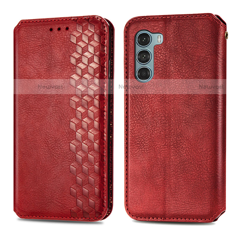 Leather Case Stands Flip Cover Holder S01D for Motorola Moto Edge S30 5G Red