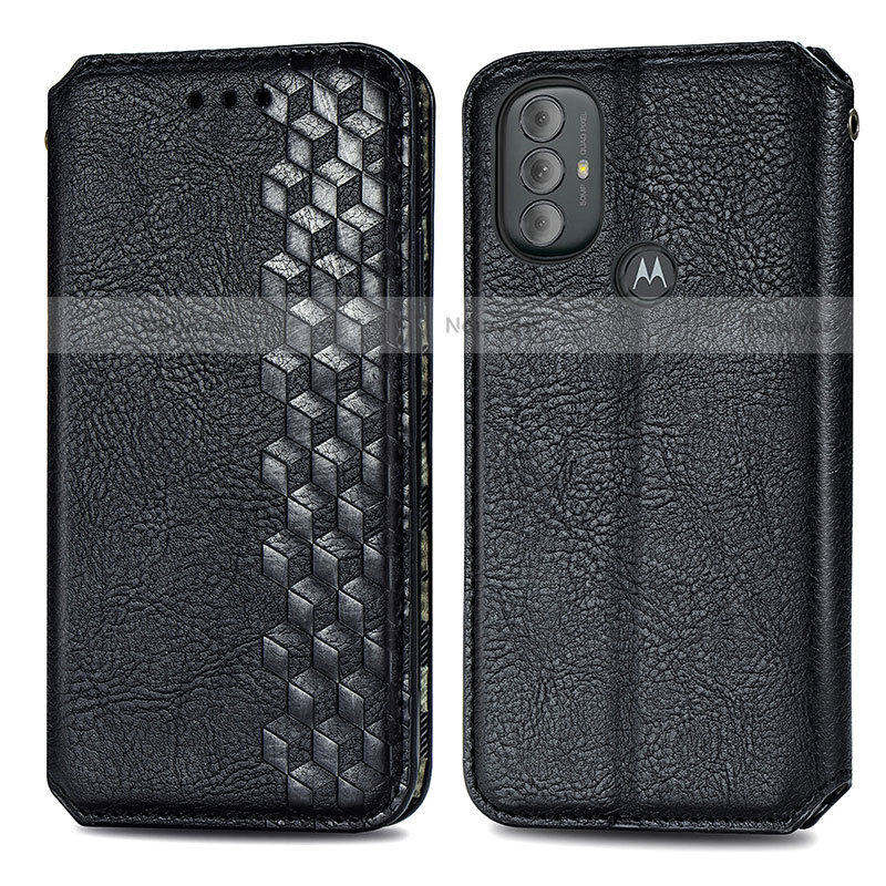 Leather Case Stands Flip Cover Holder S01D for Motorola Moto G Play (2023) Black