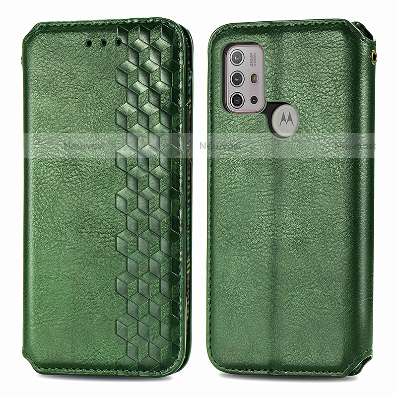 Leather Case Stands Flip Cover Holder S01D for Motorola Moto G10 Power Green