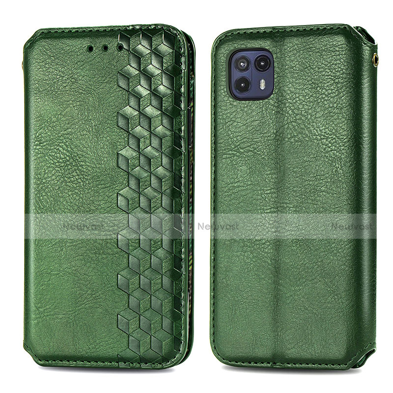 Leather Case Stands Flip Cover Holder S01D for Motorola Moto G50 5G Green