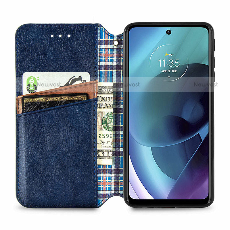 Leather Case Stands Flip Cover Holder S01D for Motorola Moto G51 5G