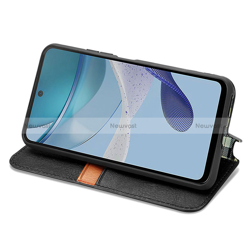 Leather Case Stands Flip Cover Holder S01D for Motorola Moto G53 5G