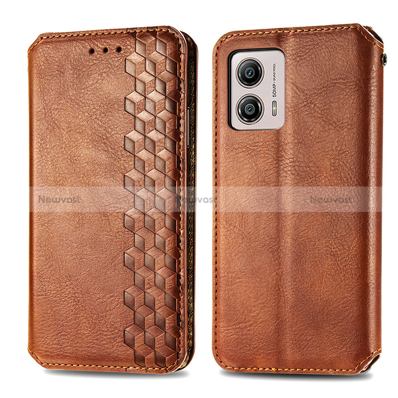 Leather Case Stands Flip Cover Holder S01D for Motorola Moto G53j 5G