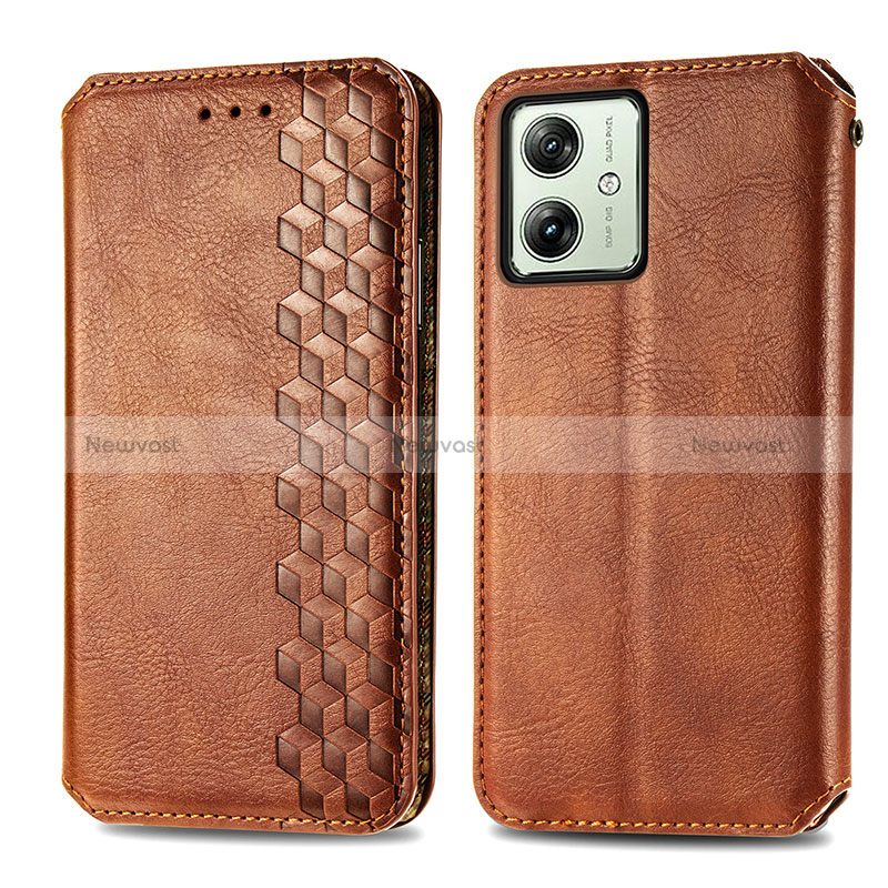 Leather Case Stands Flip Cover Holder S01D for Motorola Moto G54 5G