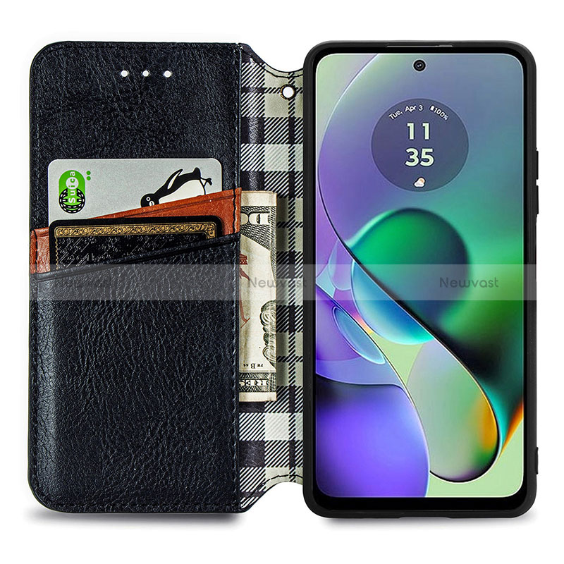 Leather Case Stands Flip Cover Holder S01D for Motorola Moto G54 5G