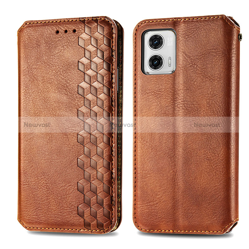 Leather Case Stands Flip Cover Holder S01D for Motorola Moto G73 5G