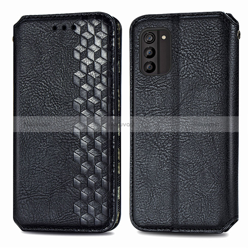 Leather Case Stands Flip Cover Holder S01D for Nokia G100 Black