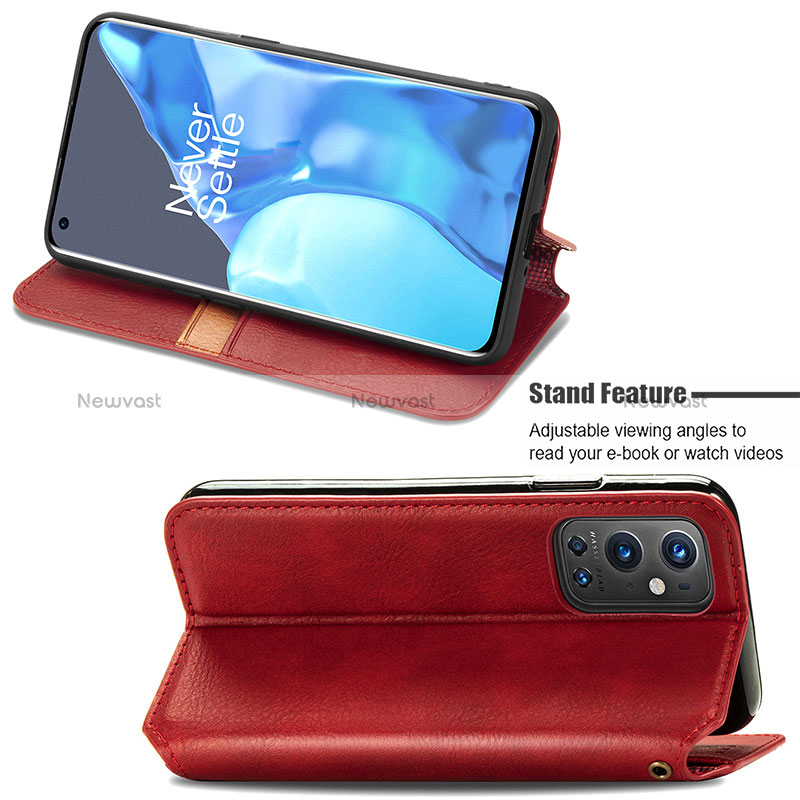 Leather Case Stands Flip Cover Holder S01D for OnePlus 9 Pro 5G