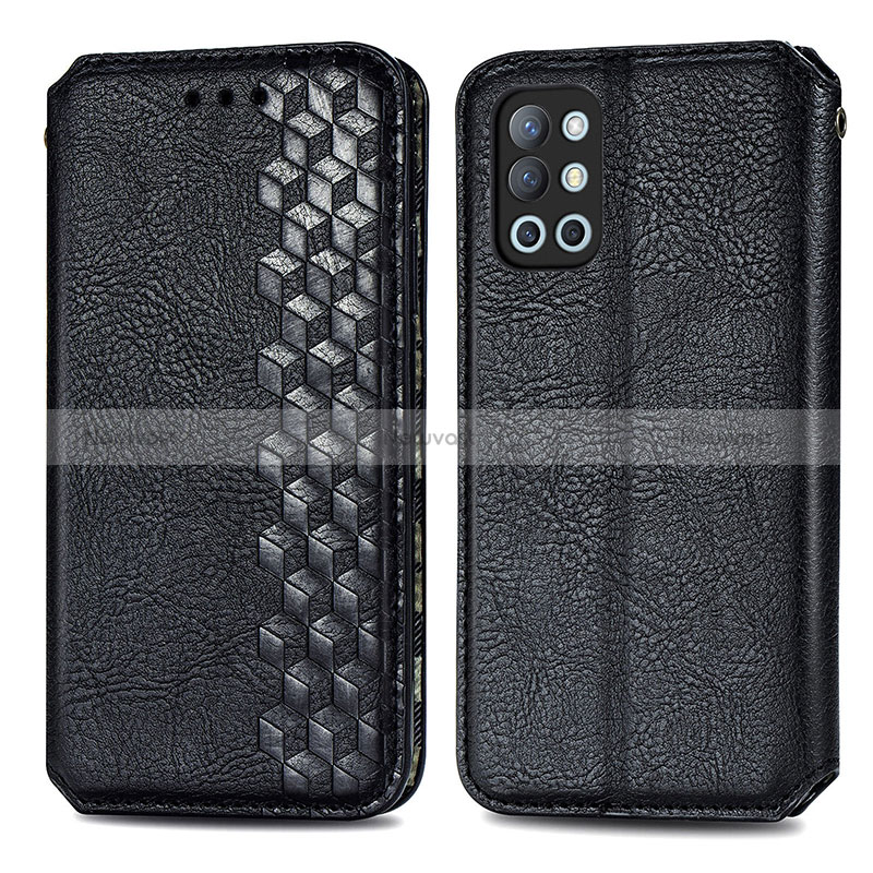 Leather Case Stands Flip Cover Holder S01D for OnePlus 9R 5G Black