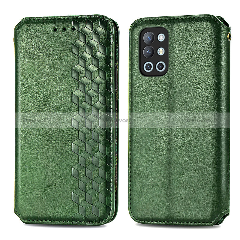 Leather Case Stands Flip Cover Holder S01D for OnePlus 9R 5G Green