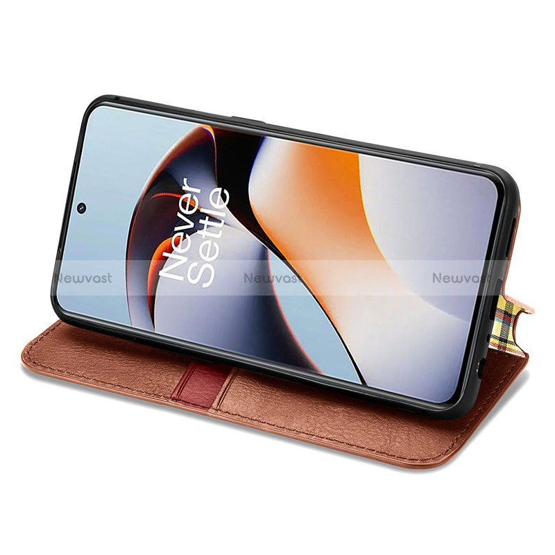 Leather Case Stands Flip Cover Holder S01D for OnePlus Ace 2 Pro 5G