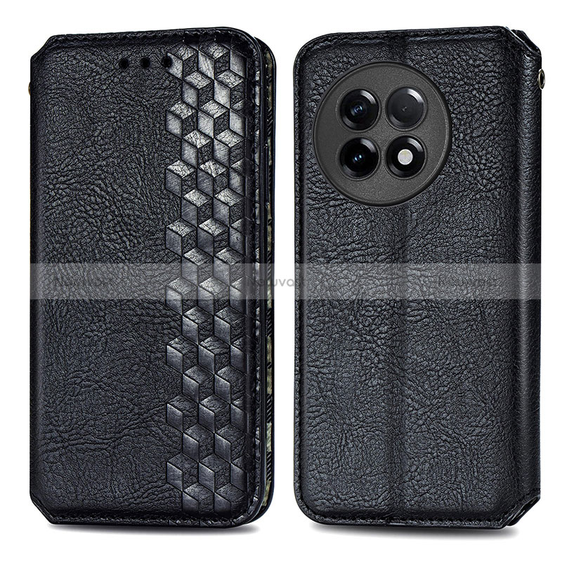 Leather Case Stands Flip Cover Holder S01D for OnePlus Ace 2 Pro 5G Black