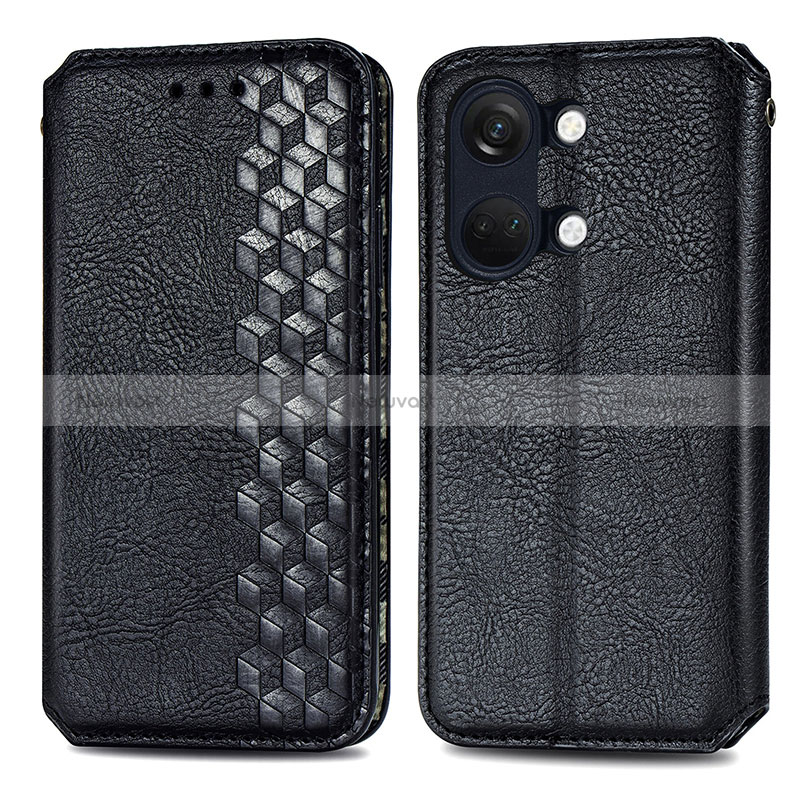 Leather Case Stands Flip Cover Holder S01D for OnePlus Nord 3 5G Black