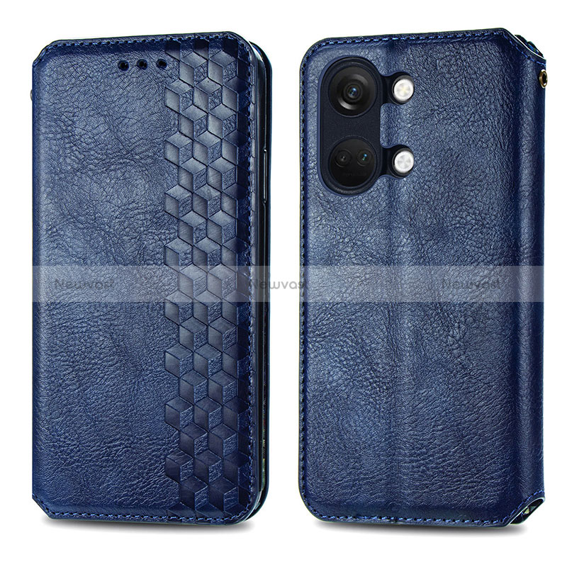 Leather Case Stands Flip Cover Holder S01D for OnePlus Nord 3 5G Blue