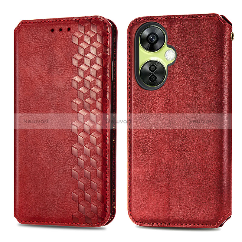 Leather Case Stands Flip Cover Holder S01D for OnePlus Nord CE 3 5G Red