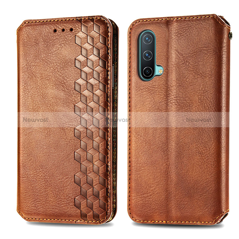 Leather Case Stands Flip Cover Holder S01D for OnePlus Nord CE 5G