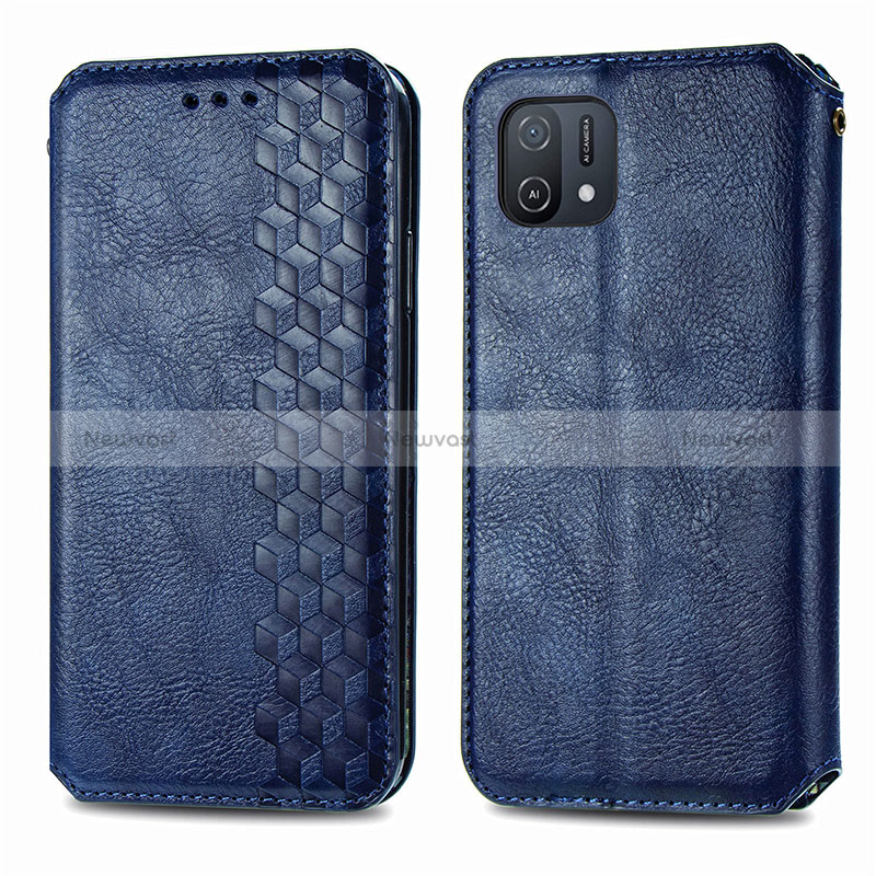 Leather Case Stands Flip Cover Holder S01D for Oppo A16e Blue