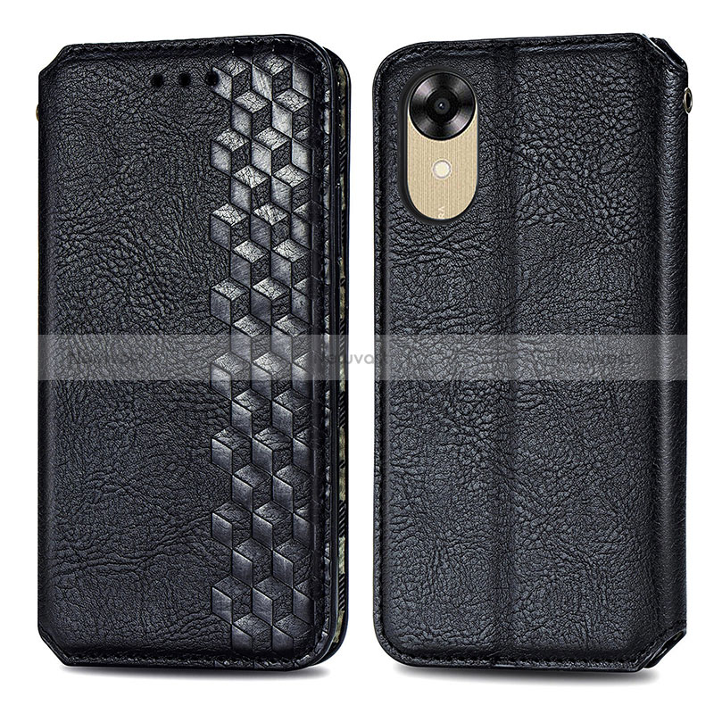 Leather Case Stands Flip Cover Holder S01D for Oppo A17K