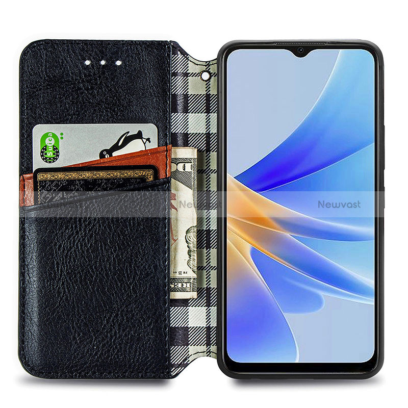 Leather Case Stands Flip Cover Holder S01D for Oppo A17K