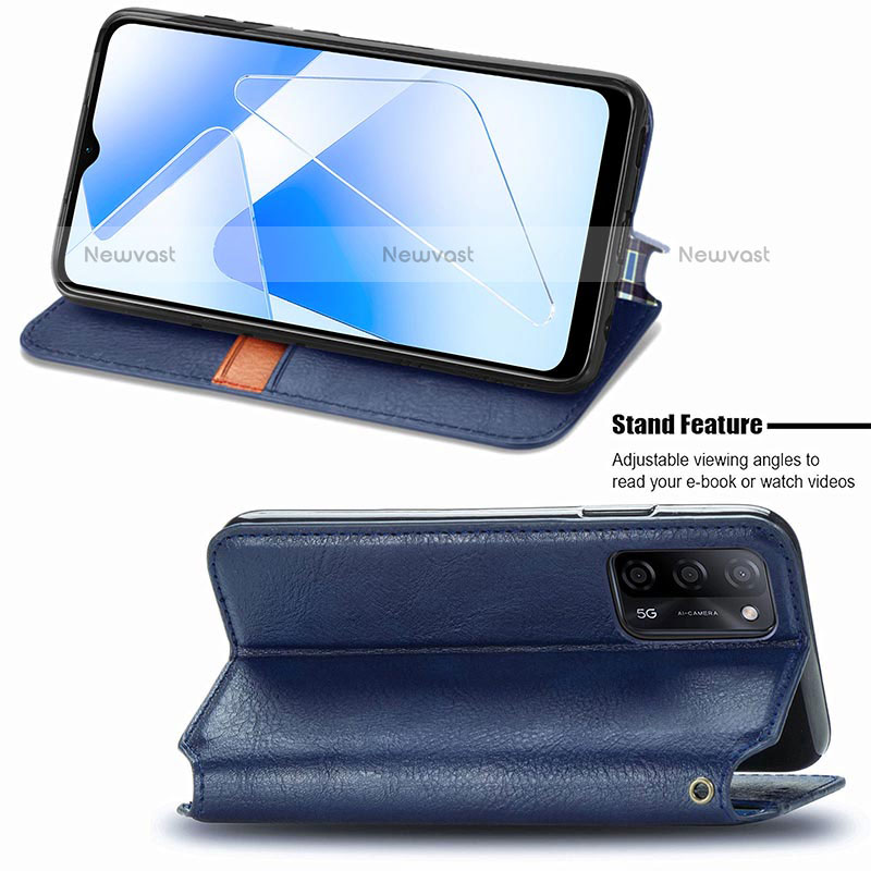 Leather Case Stands Flip Cover Holder S01D for Oppo A55 5G