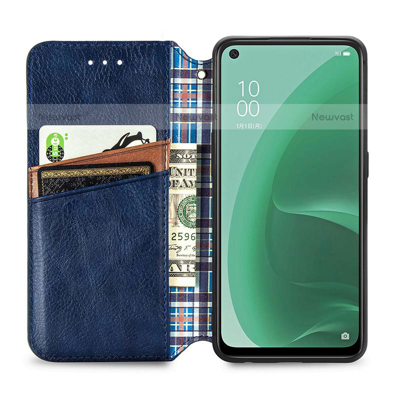 Leather Case Stands Flip Cover Holder S01D for Oppo A55S 5G