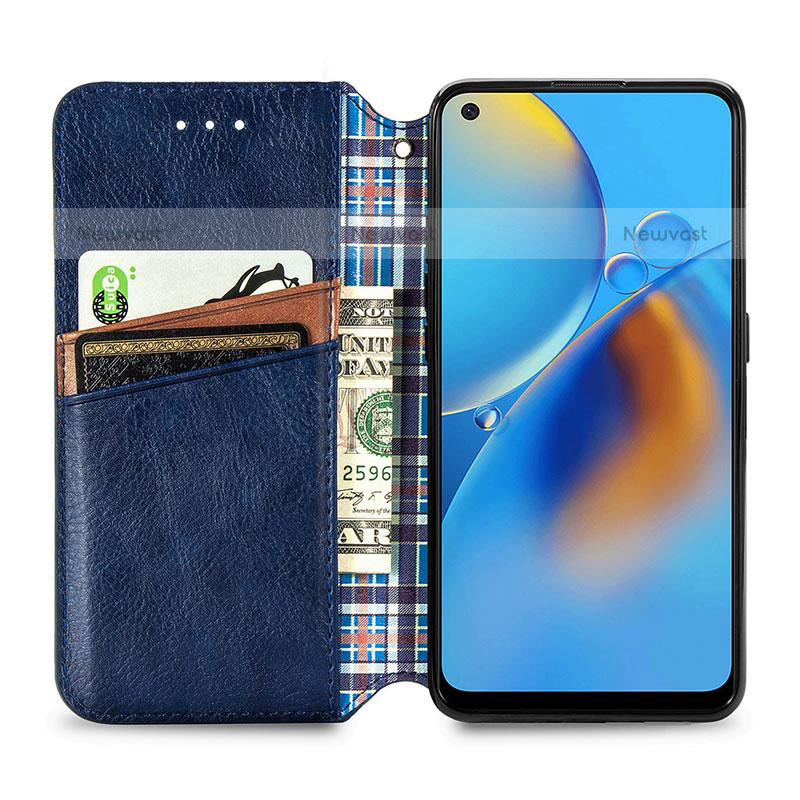 Leather Case Stands Flip Cover Holder S01D for Oppo A74 4G