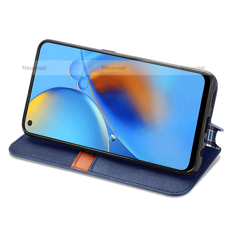 Leather Case Stands Flip Cover Holder S01D for Oppo A74 4G