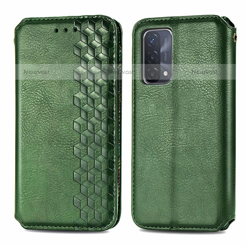 Leather Case Stands Flip Cover Holder S01D for Oppo A93 5G Green