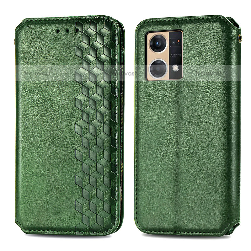 Leather Case Stands Flip Cover Holder S01D for Oppo F21 Pro 4G Green