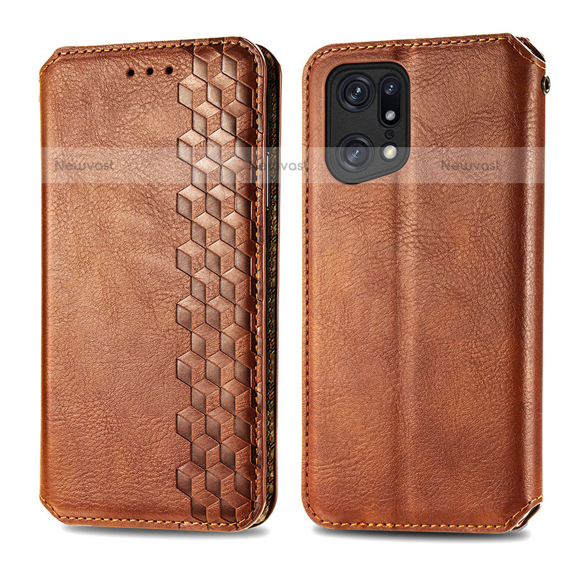 Leather Case Stands Flip Cover Holder S01D for Oppo Find X5 Pro 5G