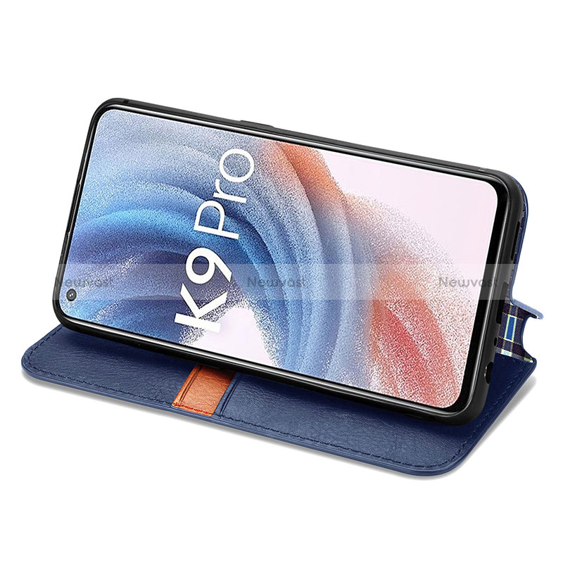 Leather Case Stands Flip Cover Holder S01D for Oppo K9 Pro 5G