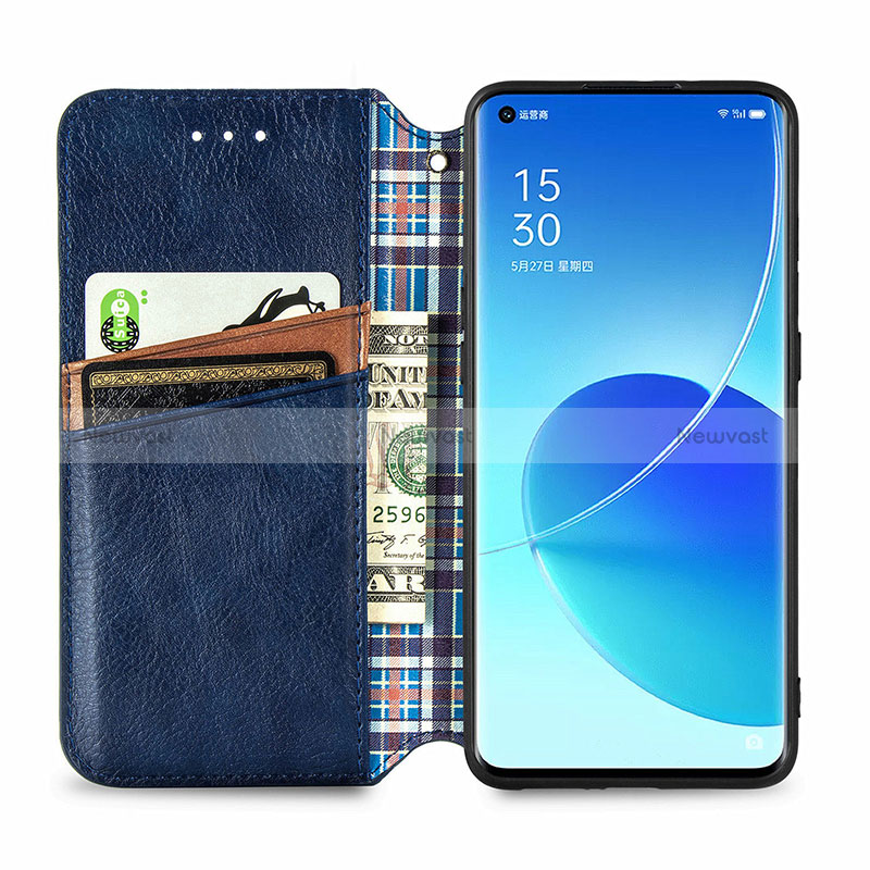 Leather Case Stands Flip Cover Holder S01D for Oppo Reno6 Pro 5G India