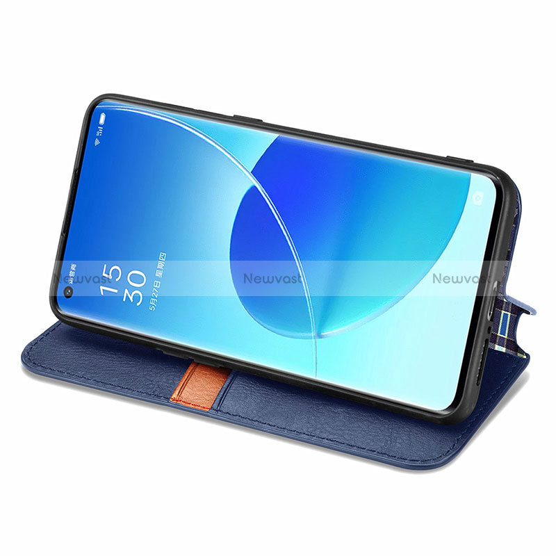 Leather Case Stands Flip Cover Holder S01D for Oppo Reno6 Pro+ Plus 5G