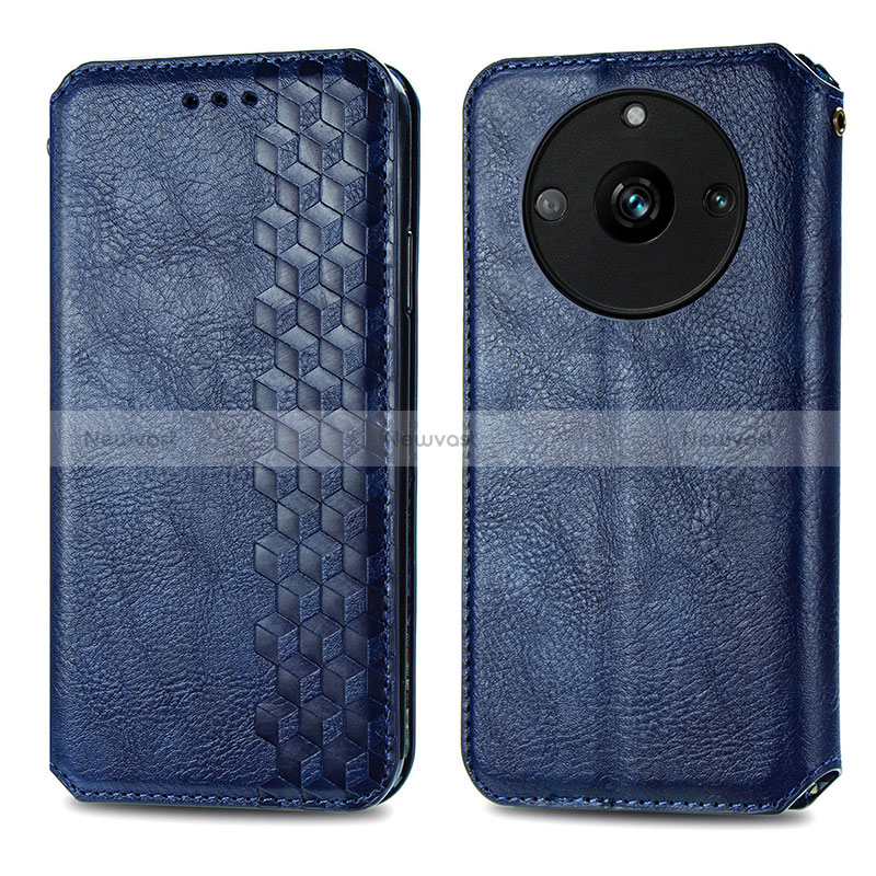 Leather Case Stands Flip Cover Holder S01D for Realme 11 Pro 5G Blue