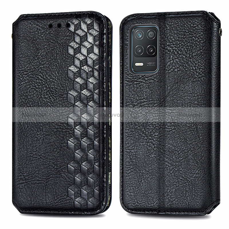 Leather Case Stands Flip Cover Holder S01D for Realme 8 5G Black